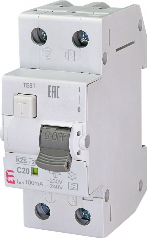 diferential rcbo kzs-2m a c20/0.1 002173725